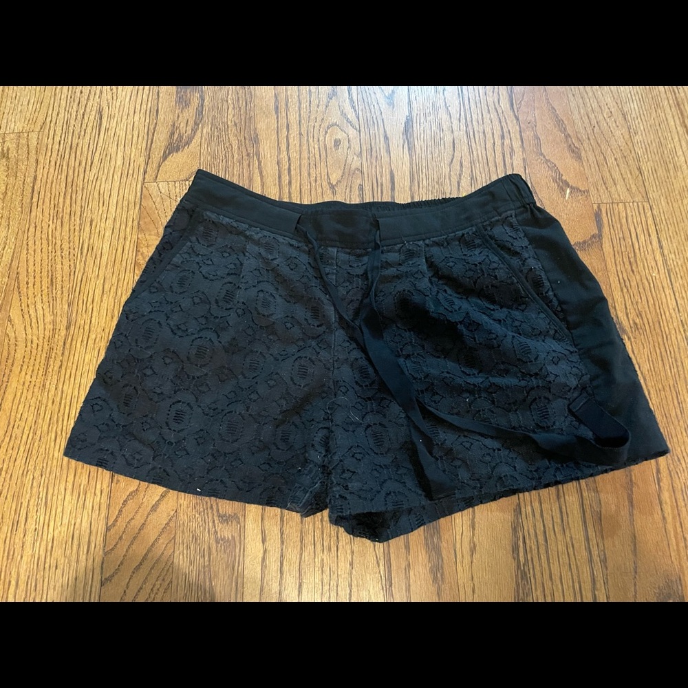 Black Lacey tie front shorts